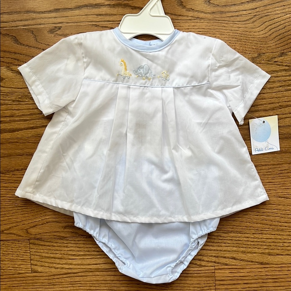 Petit Ami Baby Boy 2-piece Set with Animal Embroidery